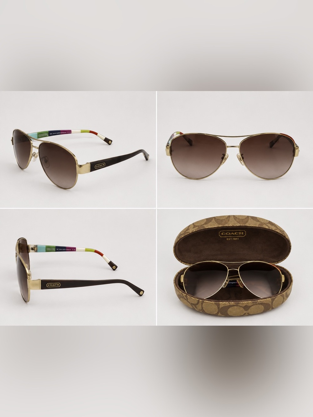 Coach Women's Kristina Gold Aviator Sunglasses - Brown Gradient Lenses